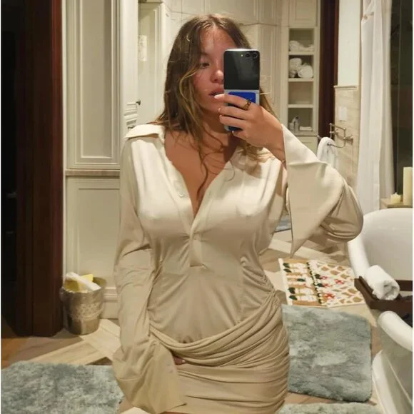 ADAPTE (NWT) Jamie Button Up Long Sleeve Mini Dress, Burgundy, Size XS - Picture 4 of 13